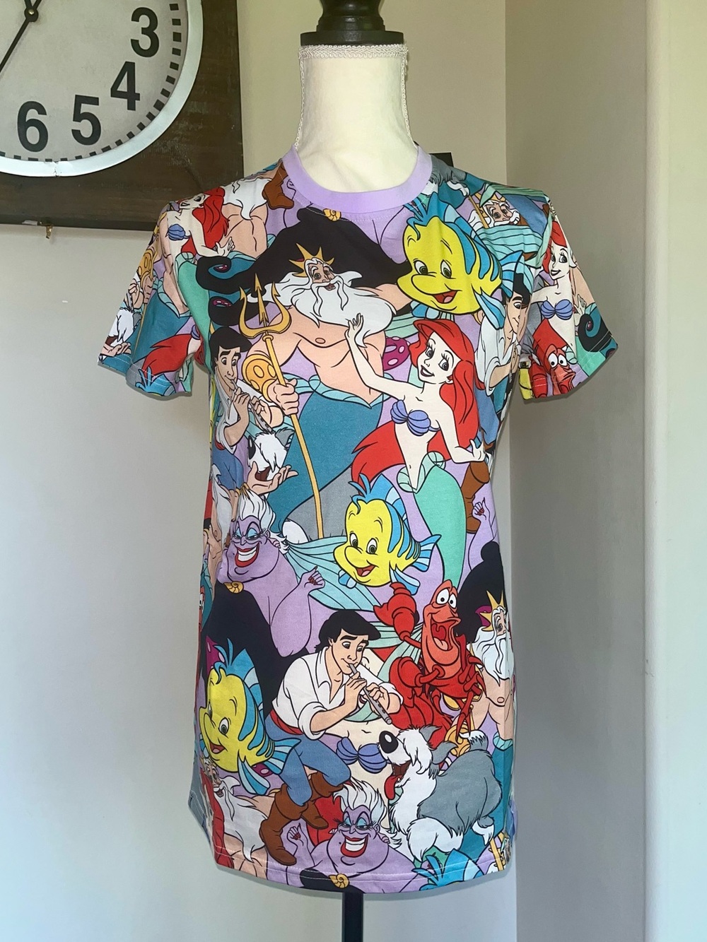 Brand new with tags Disney Cakeworthy the little mermaid characters AOP T shirt